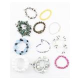 Set of nine  Bracelets .