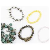 Set of nine  Bracelets .