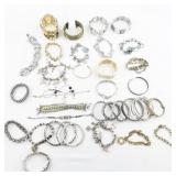 set of 20+ Gold & Silver Tone Base Metal Bracelets.