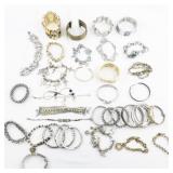 set of 20+ Gold & Silver Tone Base Metal Bracelets.