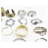 set of 20+ Gold & Silver Tone Base Metal Bracelets.