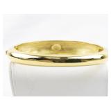 Joan Rivers Pink Rhinestone Vine & Leaf Gold Tone Base Metal Hinged Bangle.