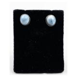 Larimar Sterling Silver Stud Earrings .