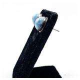 Larimar Sterling Silver Stud Earrings .