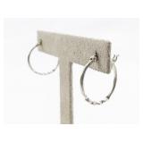 Twisted Sterling Silver Hinged Wire Hoop Earrings.