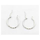 Twisted Sterling Silver Hinged Wire Hoop Earrings.