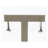 Teardrop Sterling Silver French Wire Dangle Earrings .