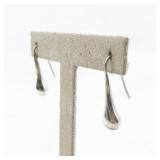 Teardrop Sterling Silver French Wire Dangle Earrings .