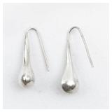 Teardrop Sterling Silver French Wire Dangle Earrings .