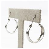 Chapal-Zenray Classic Sterling Silver Hinged Wire Hoop Earrings.