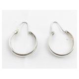 Chapal-Zenray Classic Sterling Silver Hinged Wire Hoop Earrings.