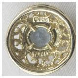 Filigree Aquamarine Drop Vermeil (Sterling Silver) Dangle Earrings .