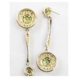 Filigree Peridot Drop Vermeil (Sterling Silver) Dangle Earrings .