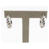 MILOR Twisted Chunky sterling Silver Hinged Wire Hoop Earrings.