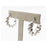 MILOR Twisted Chunky sterling Silver Hinged Wire Hoop Earrings.