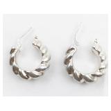 MILOR Twisted Chunky sterling Silver Hinged Wire Hoop Earrings.