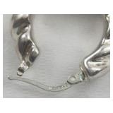 MILOR Twisted Chunky sterling Silver Hinged Wire Hoop Earrings.