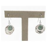 Jerusalem Israel  Roman Glass Sterling Silver French Wire Dangle Earrings .