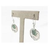 Jerusalem Israel  Roman Glass Sterling Silver French Wire Dangle Earrings .