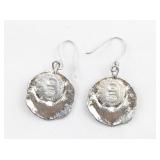 Jerusalem Israel  Roman Glass Sterling Silver French Wire Dangle Earrings .