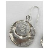 Jerusalem Israel  Roman Glass Sterling Silver French Wire Dangle Earrings .