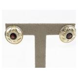 Garnet Vermeil (Sterling Silver) Omega Back Earrings .