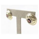 Garnet Vermeil (Sterling Silver) Omega Back Earrings .