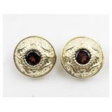 Garnet Vermeil (Sterling Silver) Omega Back Earrings .
