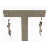 Textured Swirl Sterling Silver French Wire Dangle Earrings .