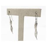 Textured Swirl Sterling Silver French Wire Dangle Earrings .