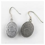 Turquoise  Drop Sterling Silver French Wire Dangle Earrings .