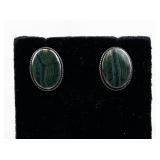 Boma Malachite Sterling Silver Stud Earrings .