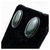 Boma Malachite Sterling Silver Stud Earrings .