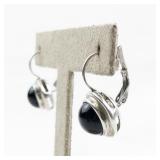 Esposito  Black Onyx Sterling Silver Earrings .