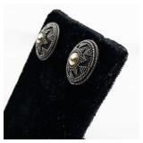 Starburst Sterling Silver Stud Earrings .