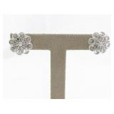 Flower Filigree Sterling Silver Screw-Back Non-Pierced Earrings.