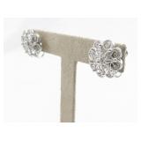 Flower Filigree Sterling Silver Screw-Back Non-Pierced Earrings.