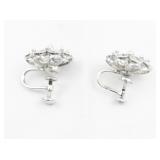 Flower Filigree Sterling Silver Screw-Back Non-Pierced Earrings.