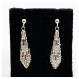 Sunstone  Chevron Link sterling Silver Dangle Earrings .