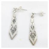 Sunstone  Chevron Link sterling Silver Dangle Earrings .