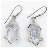 Amethyst Heart Drop Sterling Silver French Wire Dangle Earrings .