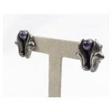 Amethyst Sterling Silver Screw-Back Non-Pierced Earrings.