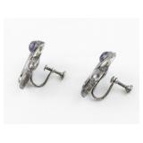 Amethyst Sterling Silver Screw-Back Non-Pierced Earrings.