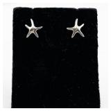 Starfish Sterling Silver Stud Earrings .