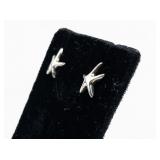 Starfish Sterling Silver Stud Earrings .