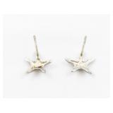 Starfish Sterling Silver Stud Earrings .