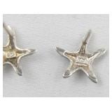 Starfish Sterling Silver Stud Earrings .