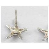Starfish Sterling Silver Stud Earrings .