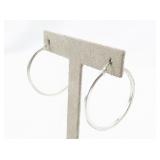 Designs by FMC 40mm Classic Sterling Silver Hinged Wire Hoop Earrings.