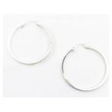 Designs by FMC 40mm Classic Sterling Silver Hinged Wire Hoop Earrings.